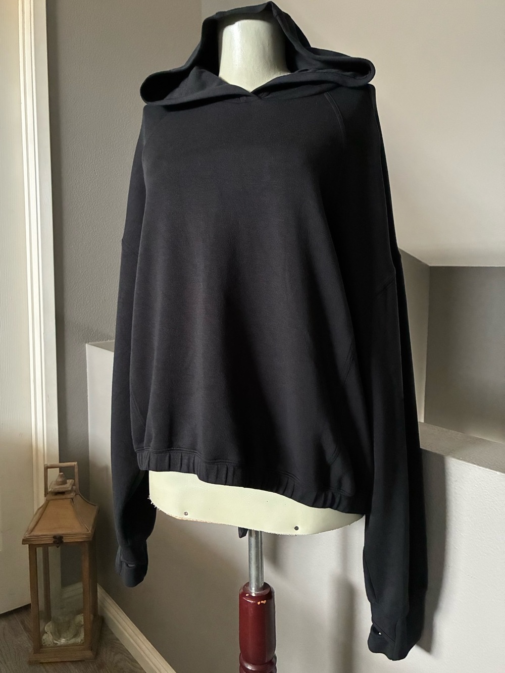 Aerie OFFLINE Black Hoodie Thumbhole Pullover Stretch XL